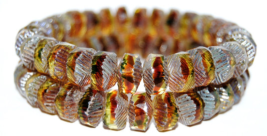 Faceted Cathedral Fire Polished Glass Beads, (17011 43400), Glass, Czech Republic