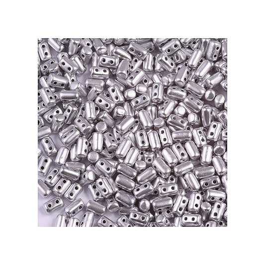 Matubo Rulla two-hole pressed glass beads cylinder Matte Metallic Dural Glass Czech Republic