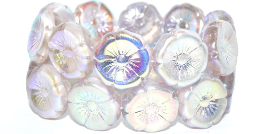 Hawaii Flower Pressed Glass Beads, (6208 Ab 2X), Glass, Czech Republic