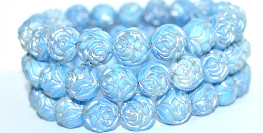 Round Rose Pressed Glass Beads, (7624 54201), Glass, Czech Republic