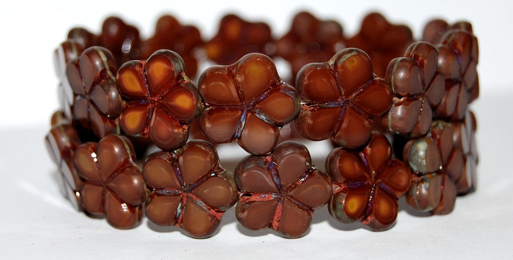 Table Cut Flower Beads, 16006 Travertin (16006 86800), Glass, Czech Republic