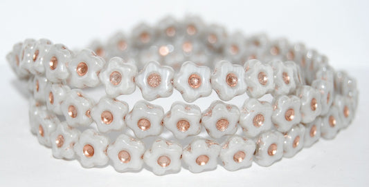 Simple Flower Pressed Glass Beads, (46006 54200), Glass, Czech Republic