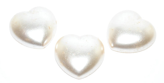 Cabochons Hearts Flat Back, (Alabastr Wax Cream Similization), Glass, Czech Republic