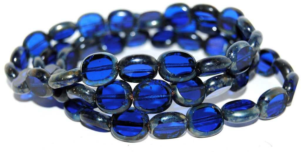 Table Cut Round Candy Beads, Transparent Blue 43400 (30080 43400), Glass, Czech Republic