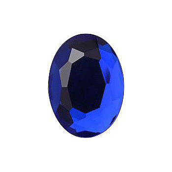 Oval Faceted Flat Back Crystal Glass Stone, Blue 8 Transparent With Aluminium (30070-Al), Czech Republic
