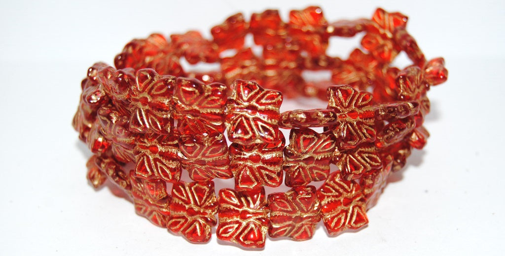 Butterfly Pressed Glass Beads, Transparent Red 54202 (90060 54202), Glass, Czech Republic