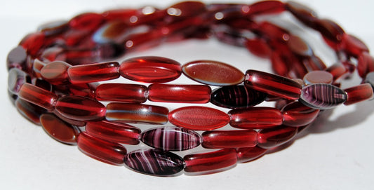 Boat Oval Pressed Glass Beads, Mixed Colors Red2 (Mix Red2), Glass, Czech Republic