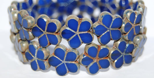 Table Cut Flower Beads, Opal Blue 43400 (31010 43400), Glass, Czech Republic