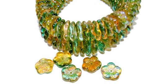 5 Petal Flower Pressed Glass Beads, 48124 (48124), Glass, Czech Republic