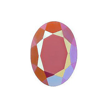 Oval Faceted Pointed Back (Doublets) Crystal Glass Stone, Pink 1 Opaque With Ab, Polished (73040-Abp), Czech Republic