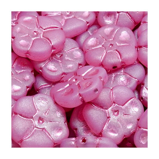 Pressed Czech glass beads flower primrose Pink Glass Czech Republic