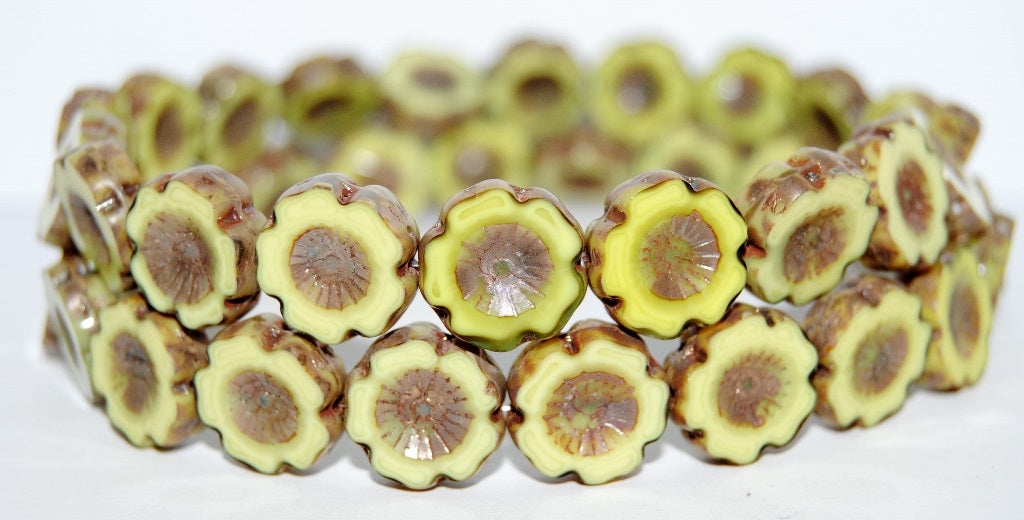 Table Cut Round Beads Hawaii Flowers, (87553 43400), Glass, Czech Republic