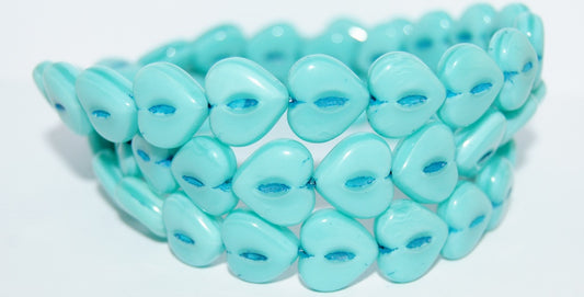 Heart Pressed Glass Beads, (67514 46460), Glass, Czech Republic