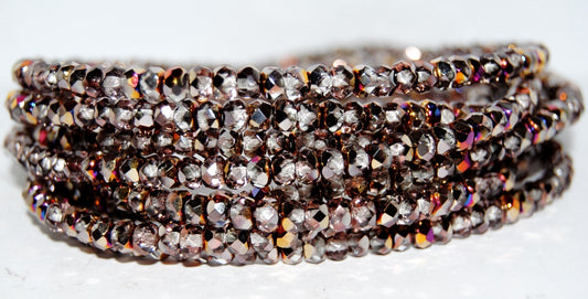 Faceted Special Cut Rondelle Fire Polished Beads, Crystal 29500 (30 29500), Glass, Czech Republic