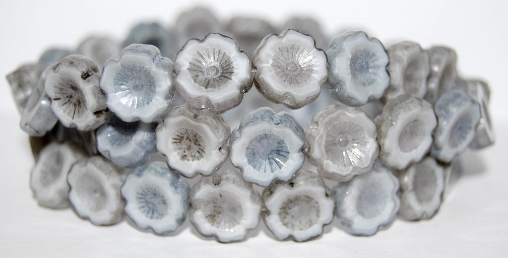 Table Cut Round Beads Hawaii Flowers, (46010 4433202), Glass, Czech Republic