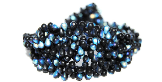 Pear Drop Pressed Glass Beads, Black Abm (23980 Abm), Glass, Czech Republic