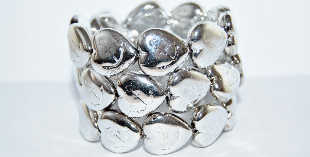 Heart With Anchor Pressed Glass Beads, Crystal Silver Half Coating 2Xside (27001 2Xside), Glass, Czech Republic