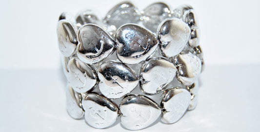 Heart With Anchor Pressed Glass Beads, Crystal Silver Half Coating 2Xside (27001 2Xside), Glass, Czech Republic