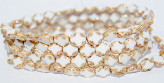 Table Cut Oval Beads, White 43400 (2010 43400), Glass, Czech Republic