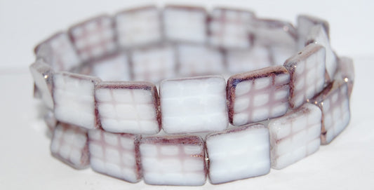 Table Cut Rectangle Beads With Grating, 1513 7224 Bronze (1513 7224 14415), Glass, Czech Republic