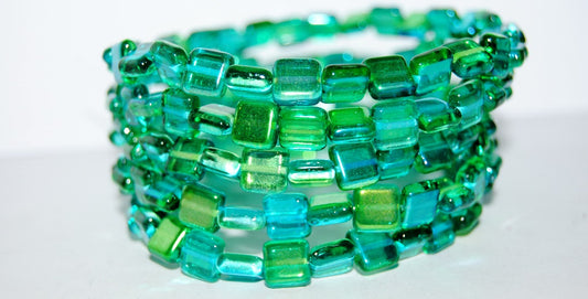 Flat Square Pressed Glass Beads, 48110 (48110), Glass, Czech Republic
