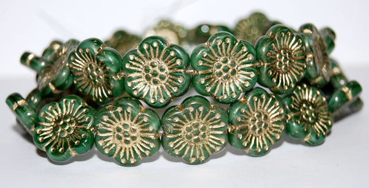 Flower Pressed Glass Beads, (54110 54202), Glass, Czech Republic