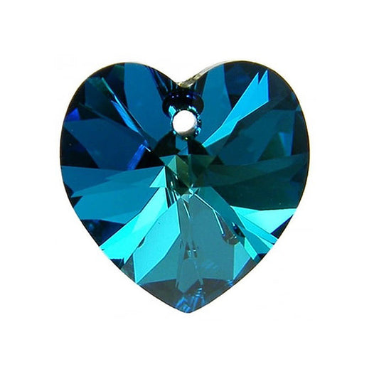 SWAROVSKI ELEMENTS pendant HEART 6228 crystal stone with hole Crystal Bermuda Blue Glass Austria