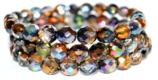 Fire Polished Round Faceted Beads, Crystal 95300 (30 95300), Glass, Czech Republic