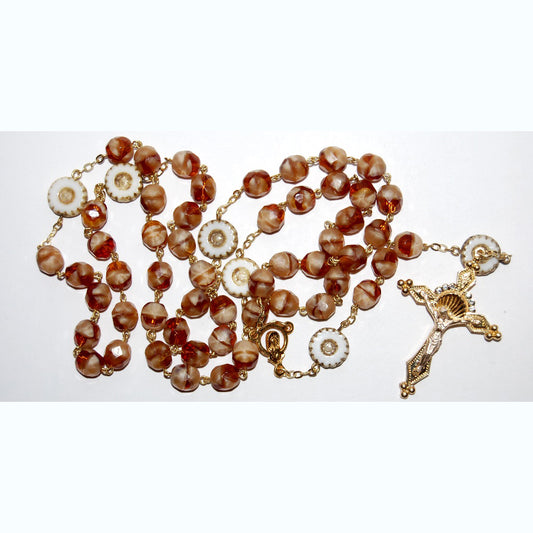 Rosaries With Czech Glass Beads And Methal Cross, 8 mm + 10 mm (R091109-A)