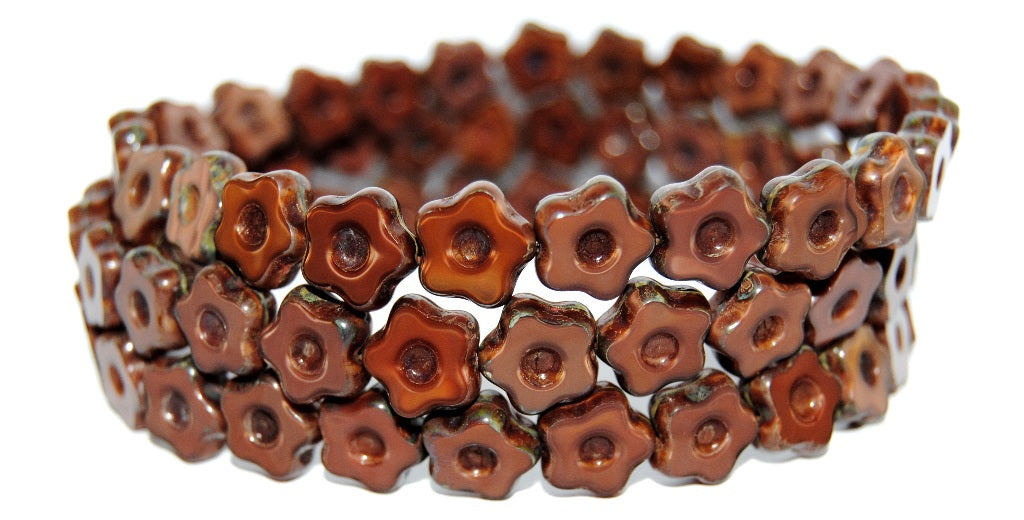 Table Cut Flower Beads With Dot, 17602 Travertin (17602 86800), Glass, Czech Republic