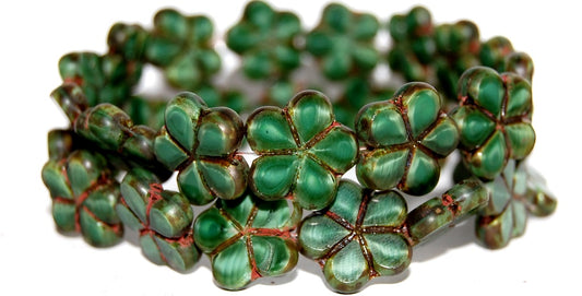 Table Cut Flower Beads, 56100 Travertin (56100 86800), Glass, Czech Republic