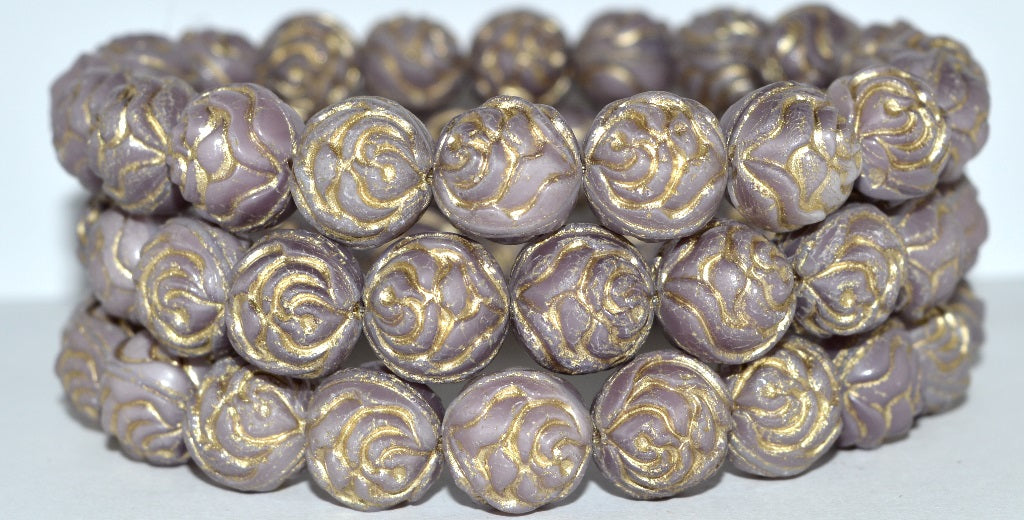 Round Rose Pressed Glass Beads, (7224 54202), Glass, Czech Republic
