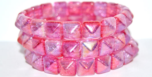 Pressed Glass Beads 2-Hole Square Pyramid, Crystal 48120 Crack (30 48120 Crack), Glass, Czech Republic