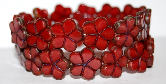 Table Cut Flower Beads, 97022 Travertin (97022 86800), Glass, Czech Republic