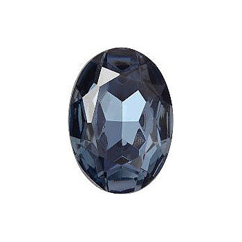 Oval Faceted Pointed Back (Doublets) Crystal Glass Stone, Blue 5 Transparent With Chrome (30010-Chr), Czech Republic