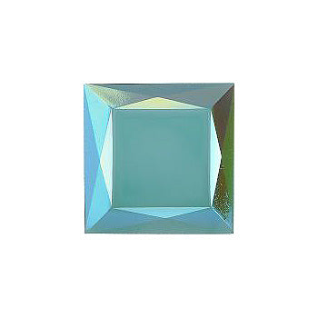 Square Faceted Pointed Back (Doublets) Crystal Glass Stone, Turquoise 1 Opaque With Ab, Polished (63122-Abp), Czech Republic