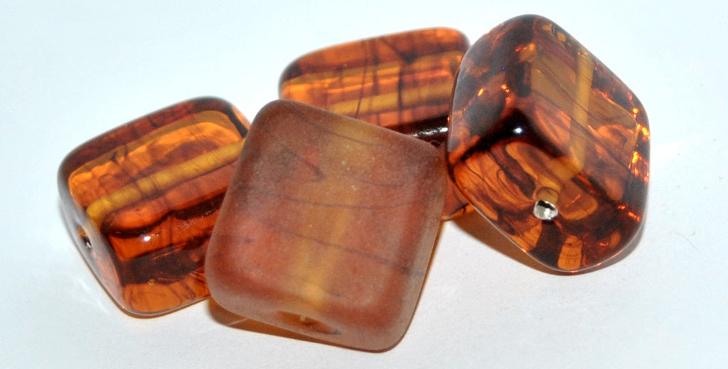 Czech Glass Hand Made Square Lampwork Beads, (B), Glass, Czech Republic