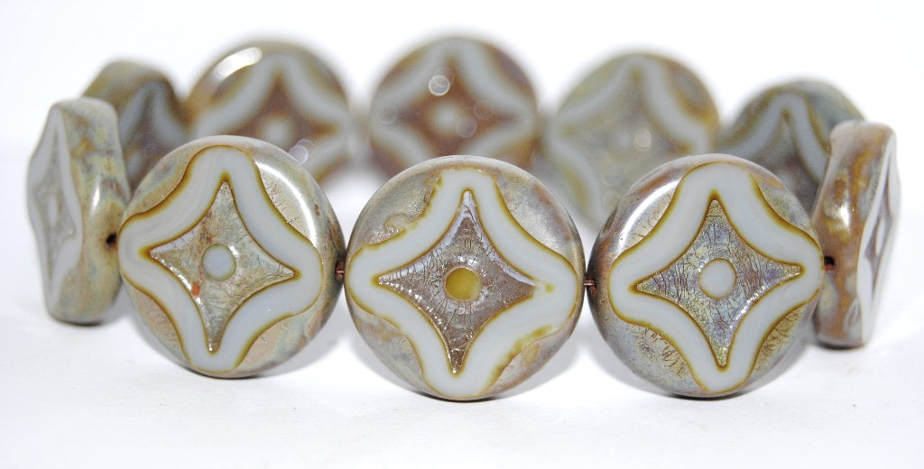 Table Cut Round Beads With Star, (46020 43400), Glass, Czech Republic