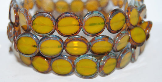 Table Cut Round Beads Eskooko, Opal Yellow 43400 (81210 43400), Glass, Czech Republic