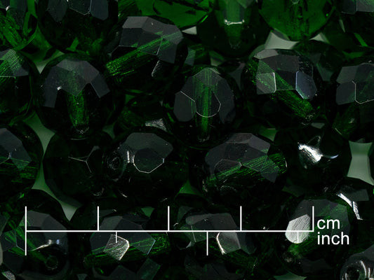 OUTLET 250g Fire Polished Round Faceted Beads, 12 mm, Transparent Green (151-19001-12x12-50570)