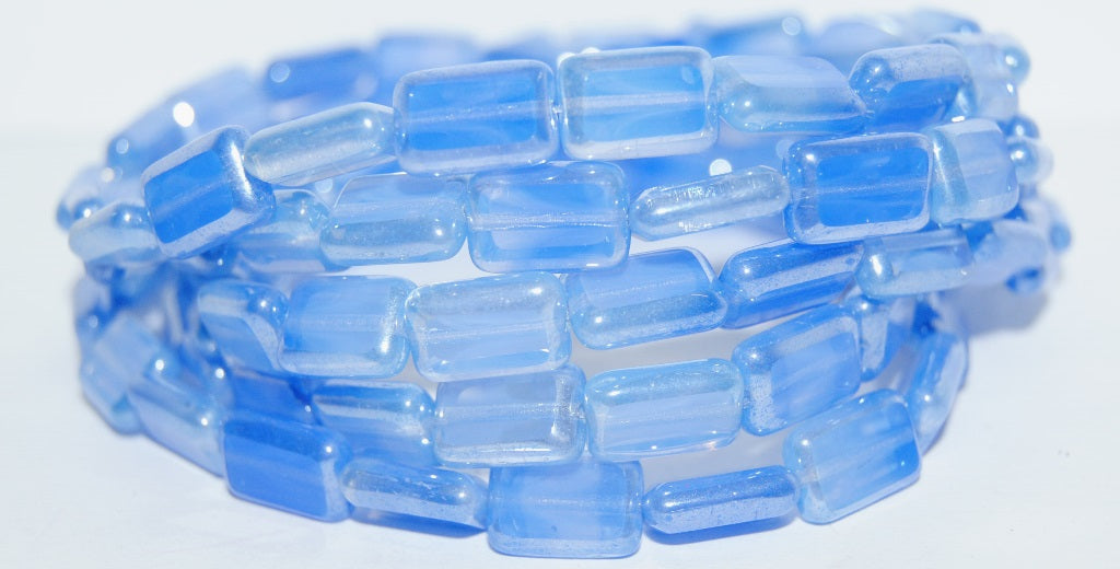 Table Cut Rectangle Beads, Opaque Light Blue Hematite (33010 14400), Glass, Czech Republic