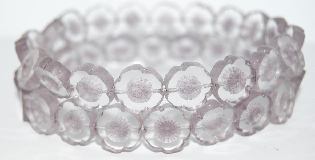 Table Cut Round Beads Hawaii Flowers, Crystal 14494Bm (30 14494Bm), Glass, Czech Republic