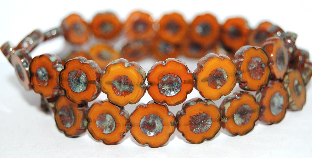 Table Cut Round Beads Hawaii Flowers, (81260 43400), Glass, Czech Republic