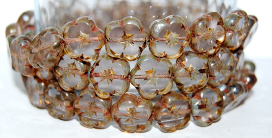 Table Cut Flower Beads, Transparent Light Amethyst 43400 (20020 43400), Glass, Czech Republic