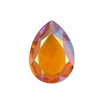 Pear Faceted Pointed Back (Doublets) Crystal Glass Stone, Orange 6 Transparent With Ab, Polished (10040-Abp), Czech Republic