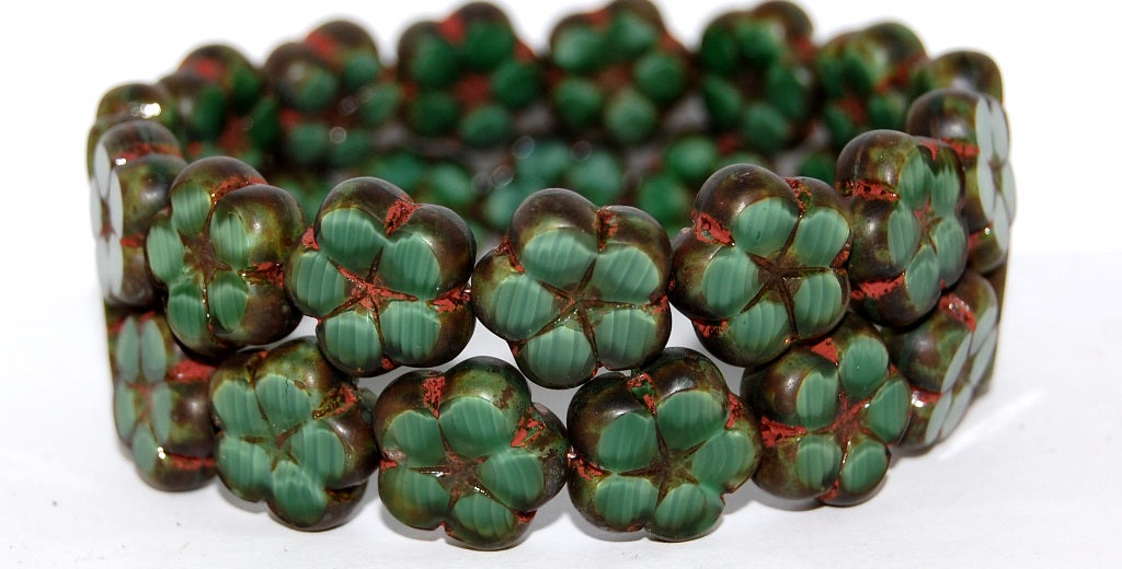Table Cut Flower Beads, 56100 Travertin (56100 86800), Glass, Czech Republic