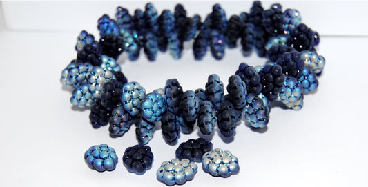Grape Fruit Pressed Glass Beads, Transparent Blue Abm (30090 Abm), Glass, Czech Republic