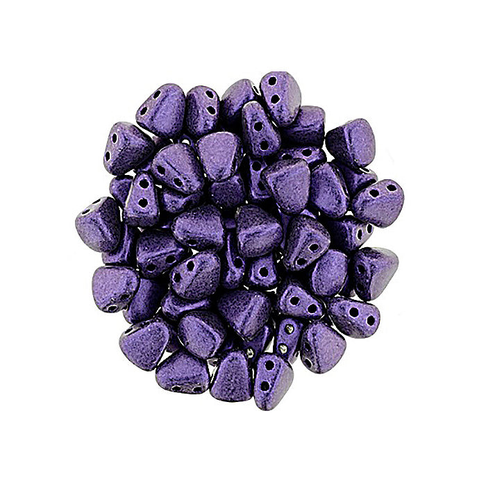 Matubo NIB-BIT 2-hole pyramid glass beads Metallic Purple Suede Glass Czech Republic