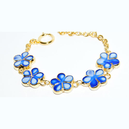 Polished Table Cut Flower Bead Bracelet with Adjustable Length, Handmade, Flowers 17 mm (S-24-B)