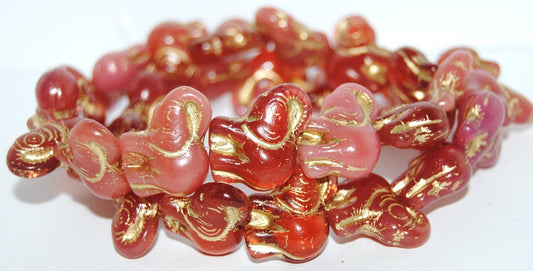 Elephant Animal Pressed Glass Beads, Opal Pink 54202 (71010 54202), Glass, Czech Republic